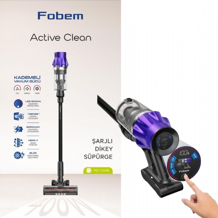 Fobem Active Clean Şarjlı Dikey Süpürge 400W